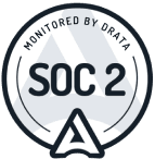 SOC 2 badge, monitored by Drata